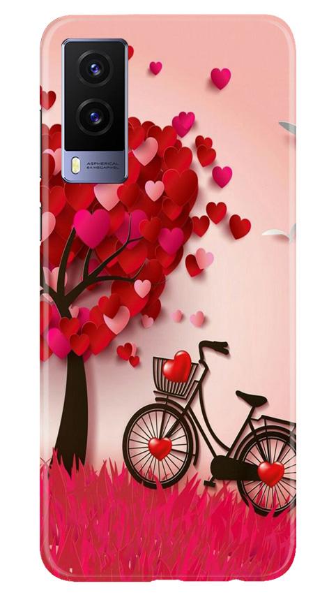 Red Heart Cycle Mobile Back Case for Vivo V21e 5G (Design - 222) Red Heart Cycle Case for Vivo V21e 5G (Design No. 222)