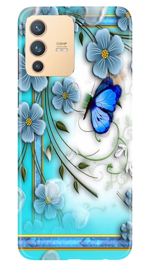 Blue Butterfly Mobile Back Case for Vivo V23 Pro (Design - 21) Blue Butterfly Case for Vivo V23 Pro