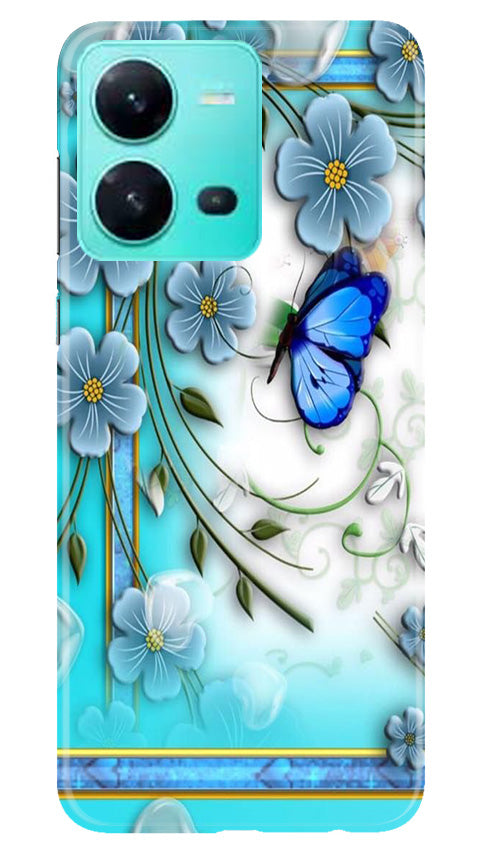 Blue Butterfly Mobile Back Case for Vivo V25 5G (Design - 21) Blue Butterfly Case for Vivo V25 5G