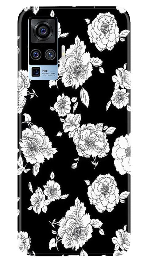 White flowers Black Background Mobile Back Case for Vivo X50 Pro (Design - 9) White flowers Black Background Case for Vivo X50 Pro