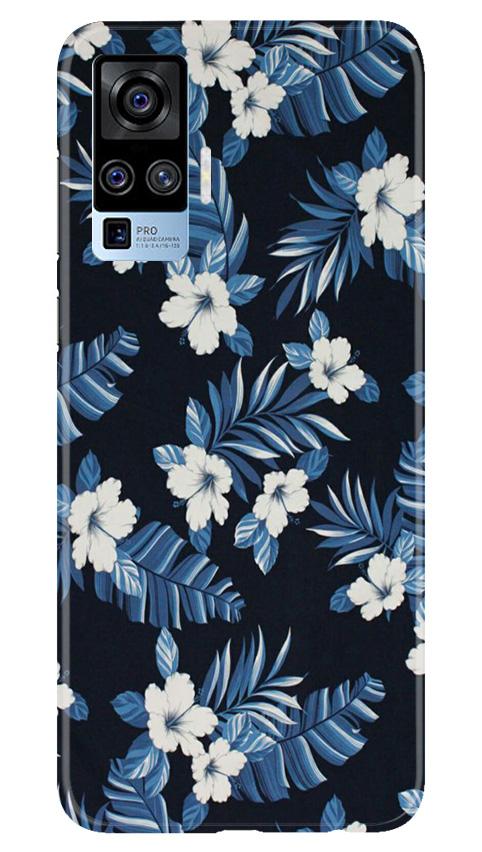 White flowers Blue Background2 Mobile Back Case for Vivo X50 Pro (Design - 15) White flowers Blue Background2 Case for Vivo X50 Pro