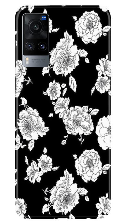 White flowers Black Background Mobile Back Case for Vivo X60 (Design - 9) White flowers Black Background Case for Vivo X60