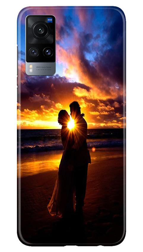 Couple Sea shore Mobile Back Case for Vivo X60 (Design - 13) Couple Sea shore Case for Vivo X60