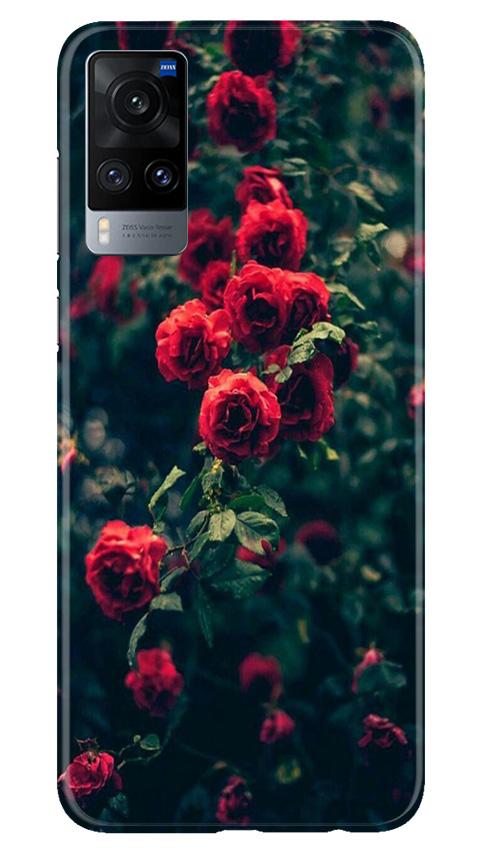 Red Rose Mobile Back Case for Vivo X60 (Design - 66) Red Rose Case for Vivo X60