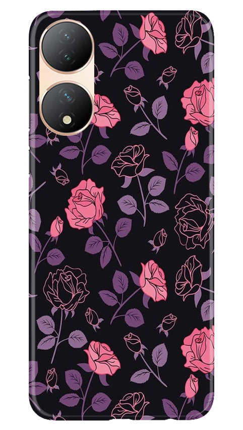 Rose Black Background Mobile Back Case for Vivo Y100 5G (Design - 27) Rose Black Background Case for Vivo Y100 5G