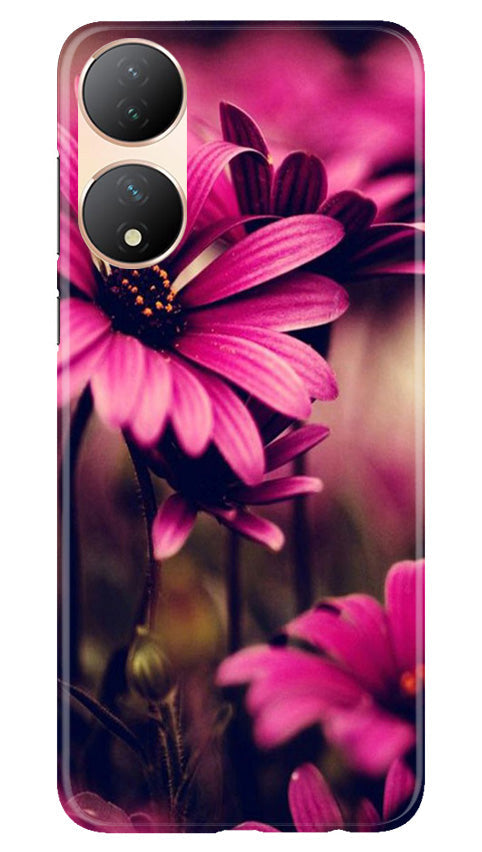 Purple Daisy Mobile Back Case for Vivo Y100 5G (Design - 65) Purple Daisy Case for Vivo Y100 5G