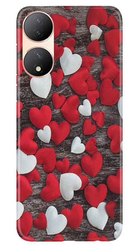 Red White Hearts Mobile Back Case for Vivo Y100 5G (Design - 105) Red White Hearts Case for Vivo Y100 5G (Design - 105)