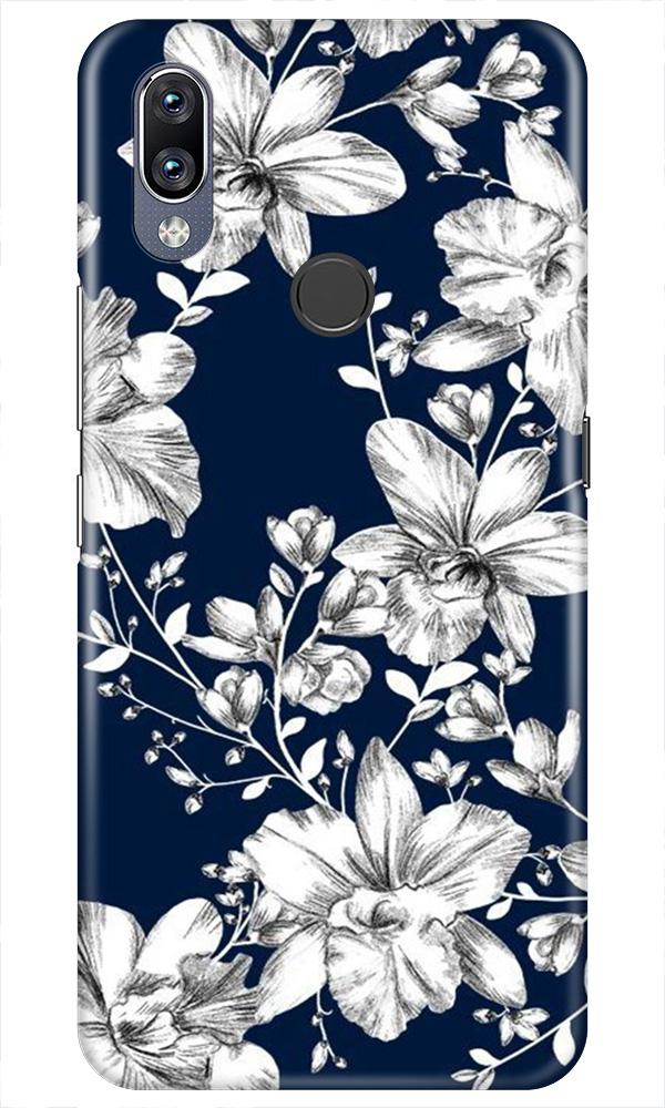 White flowers Blue Background Mobile Back Case for Vivo Y11 (Design - 14) White flowers Blue Background Case for Vivo Y11