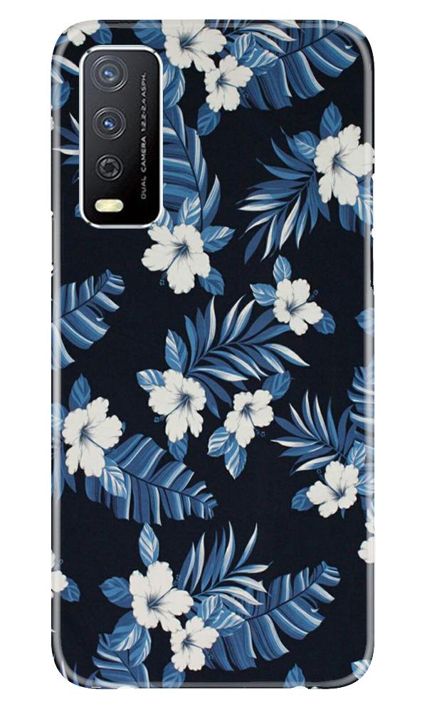 White flowers Blue Background2 Mobile Back Case for Vivo Y12s (Design - 15) White flowers Blue Background2 Case for Vivo Y12s