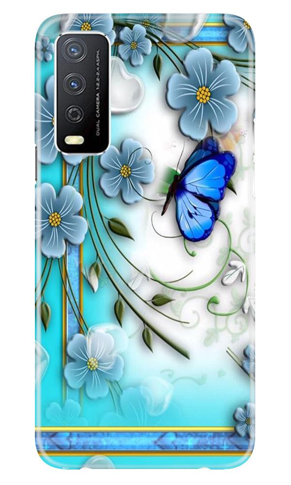 Blue Butterfly Mobile Back Case for Vivo Y12s (Design - 21) Blue Butterfly Case for Vivo Y12s