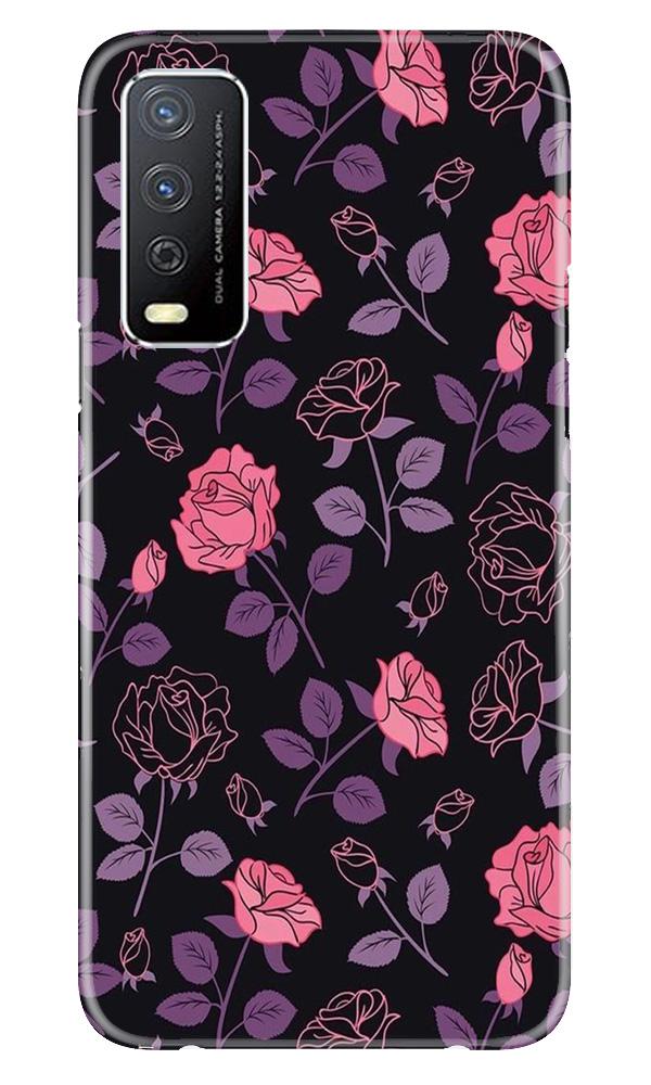 Rose Black Background Mobile Back Case for Vivo Y12s (Design - 27) Rose Black Background Case for Vivo Y12s