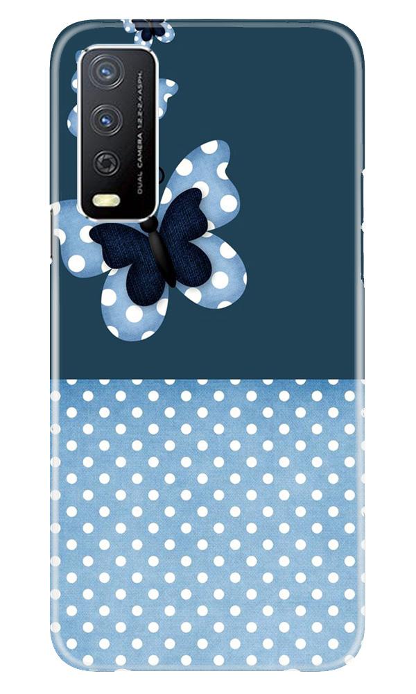 White dots Butterfly Mobile Back Case for Vivo Y12s (Design - 31) White dots Butterfly Case for Vivo Y12s