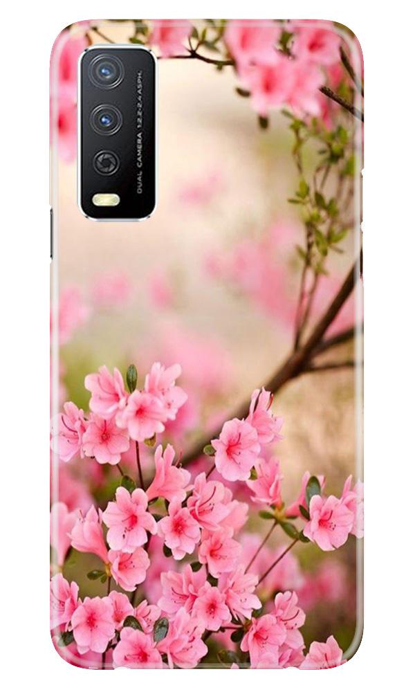 Pink flowers Mobile Back Case for Vivo Y12s (Design - 69) Pink flowers Case for Vivo Y12s