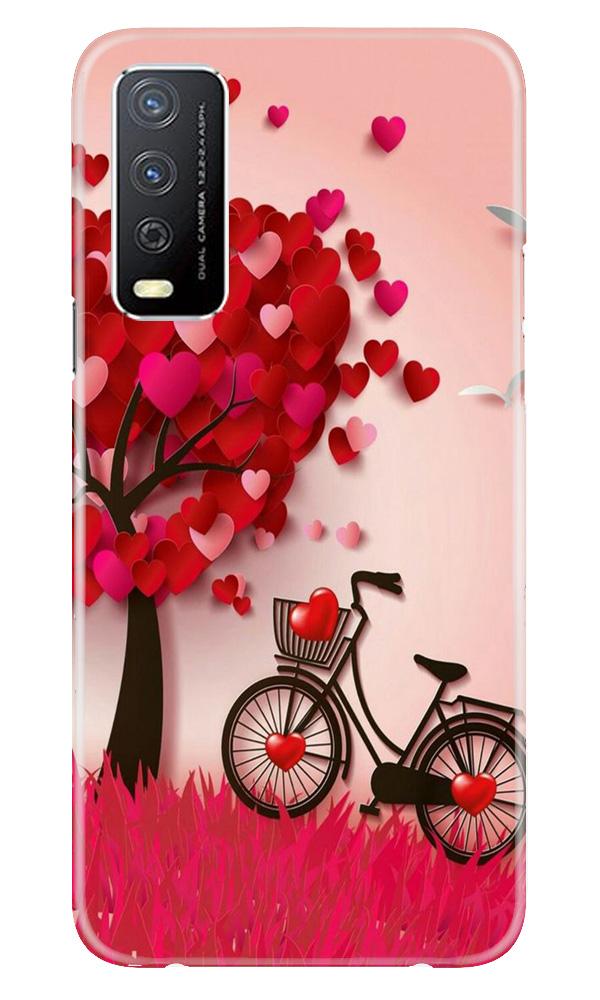 Red Heart Cycle Mobile Back Case for Vivo Y12s (Design - 222) Red Heart Cycle Case for Vivo Y12s (Design No. 222)