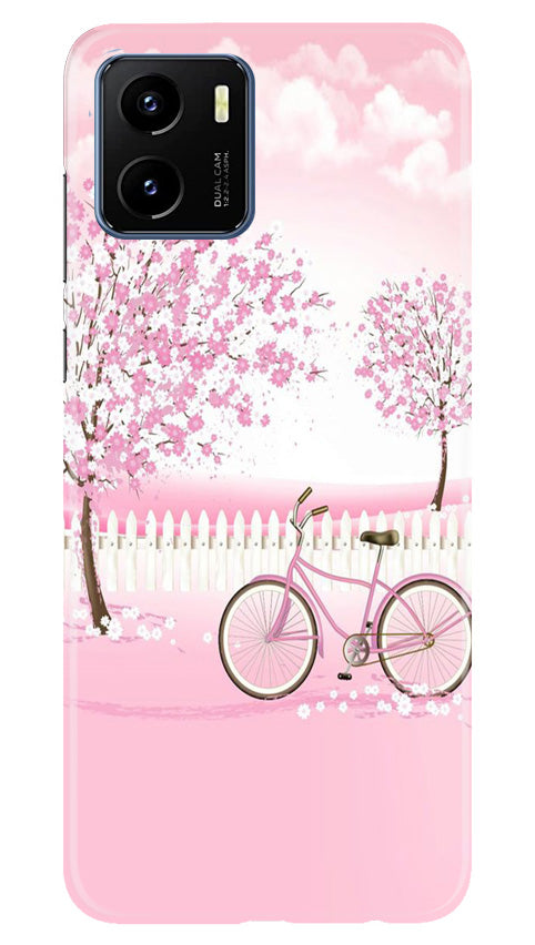 Pink Flowers Cycle Mobile Back Case for Vivo Y15s (Design - 102) Pink Flowers Cycle Case for Vivo Y15s (Design - 102)