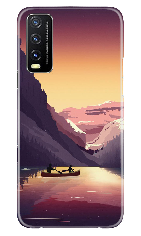 Mountains Boat Mobile Back Case for Vivo Y20A (Design - 150) Mountains Boat Case for Vivo Y20A (Design - 150)