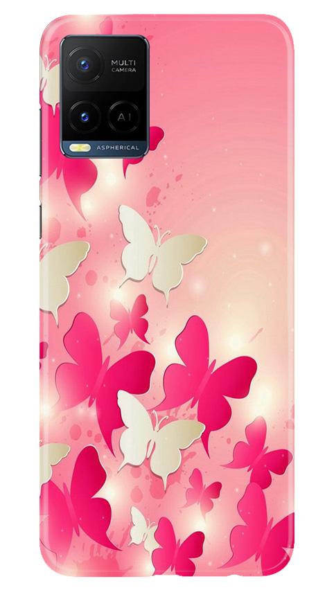 White Pick Butterflies Mobile Back Case for Vivo Y21 (Design - 28) White Pick Butterflies Case for Vivo Y21