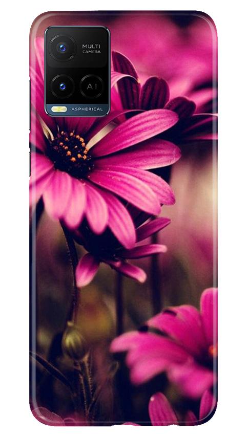 Purple Daisy Mobile Back Case for Vivo Y21 (Design - 65) Purple Daisy Case for Vivo Y21