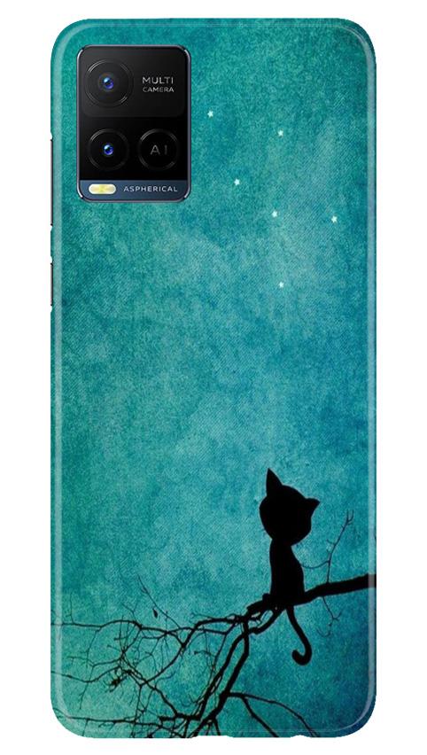 Moon cat Mobile Back Case for Vivo Y21 (Design - 70) Moon cat Case for Vivo Y21