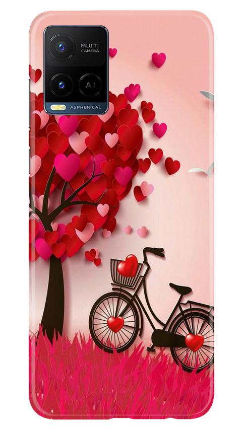 Red Heart Cycle Mobile Back Case for Vivo Y21 (Design - 222) Red Heart Cycle Case for Vivo Y21 (Design No. 222)