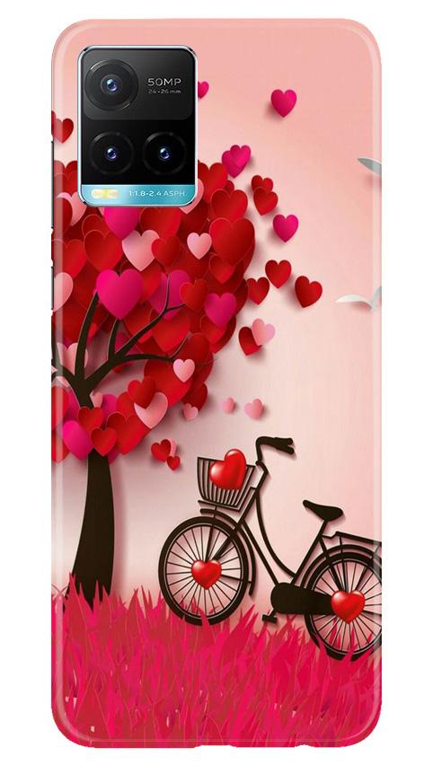 Red Heart Cycle Mobile Back Case for Vivo Y33s (Design - 222) Red Heart Cycle Case for Vivo Y33s (Design No. 222)
