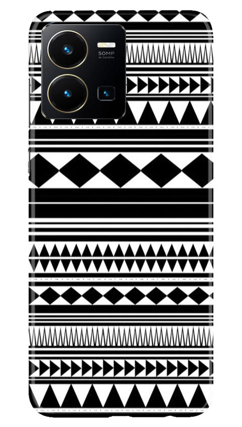 Black white Pattern Mobile Back Case for Vivo Y35 (Design - 5) Black white Pattern Case for Vivo Y35