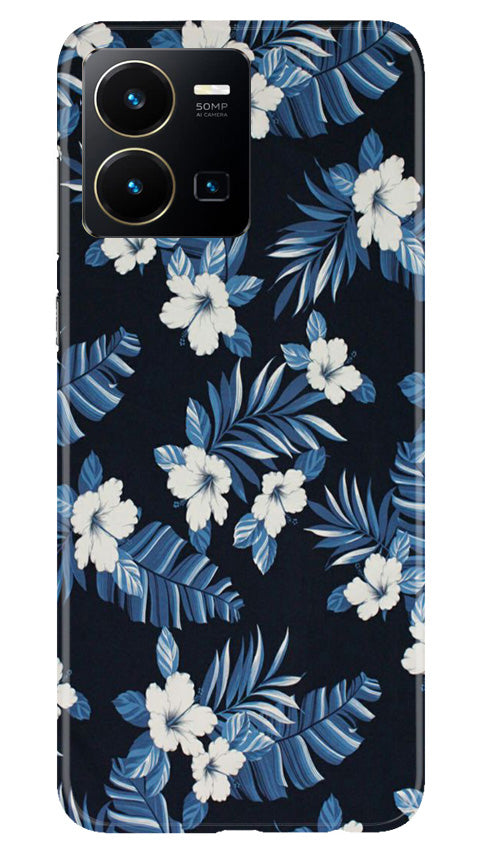White flowers Blue Background2 Mobile Back Case for Vivo Y35 (Design - 15) White flowers Blue Background2 Case for Vivo Y35
