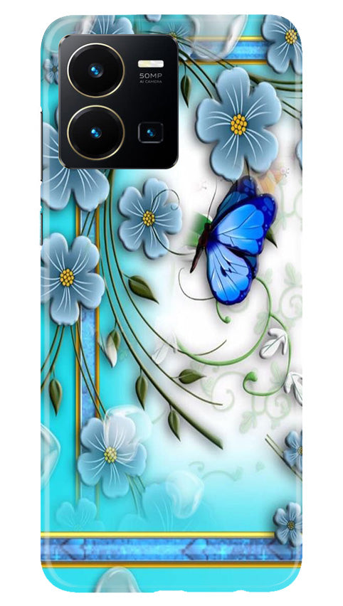 Blue Butterfly Mobile Back Case for Vivo Y22 (Design - 21) Blue Butterfly Case for Vivo Y22