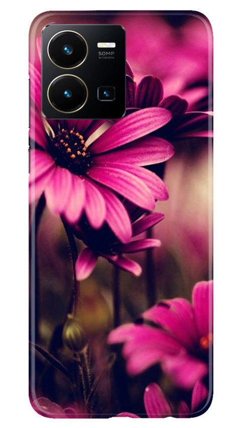 Purple Daisy Mobile Back Case for Vivo Y35 (Design - 65) Purple Daisy Case for Vivo Y35