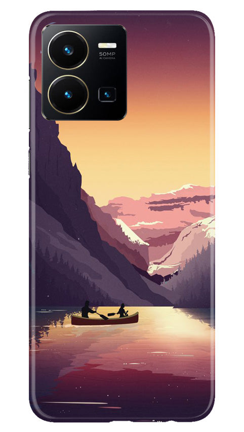 Mountains Boat Mobile Back Case for Vivo Y35 (Design - 150) Mountains Boat Case for Vivo Y35 (Design - 150)