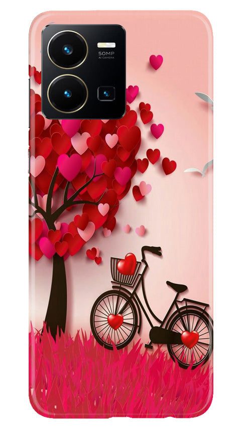 Red Heart Cycle Mobile Back Case for Vivo Y22 (Design - 191) Red Heart Cycle Case for Vivo Y22 (Design No. 191)