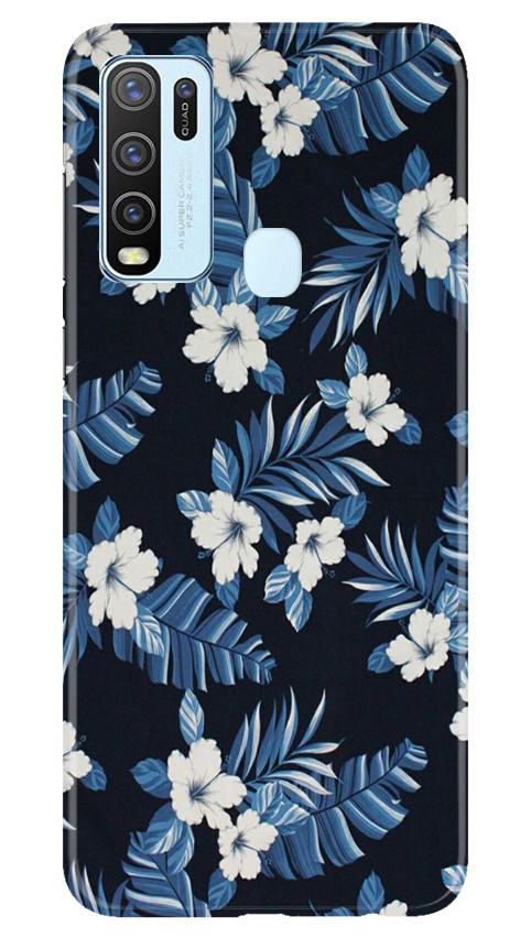 White flowers Blue Background2 Mobile Back Case for Vivo Y30 (Design - 15) White flowers Blue Background2 Case for Vivo Y30