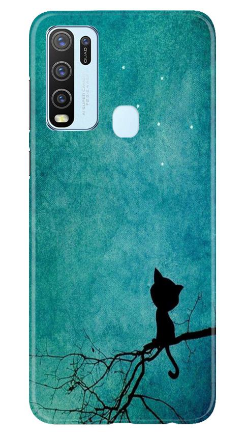 Moon cat Mobile Back Case for Vivo Y30 (Design - 70) Moon cat Case for Vivo Y30