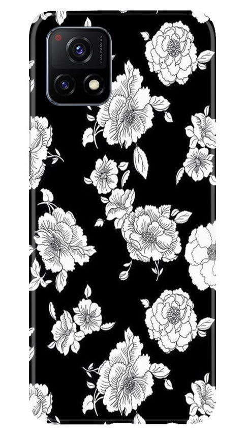 White flowers Black Background Mobile Back Case for Vivo Y52s 5G (Design - 9) White flowers Black Background Case for Vivo Y52s 5G