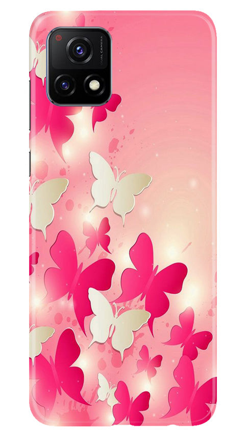 White Pick Butterflies Mobile Back Case for Vivo Y52s 5G (Design - 28) White Pick Butterflies Case for Vivo Y52s 5G