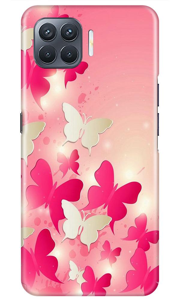 White Pick Butterflies Mobile Back Case for Oppo A93 (Design - 28) White Pick Butterflies Case for Oppo A93