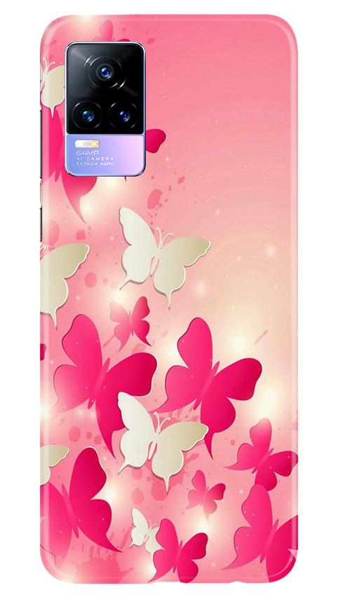 White Pick Butterflies Mobile Back Case for Vivo Y73 (Design - 28) White Pick Butterflies Case for Vivo Y73