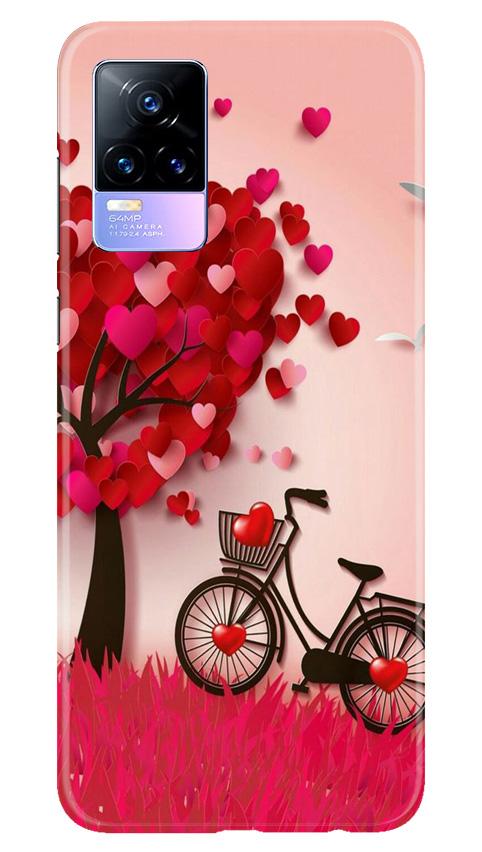Red Heart Cycle Mobile Back Case for Vivo Y73 (Design - 222) Red Heart Cycle Case for Vivo Y73 (Design No. 222)
