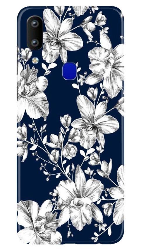 White flowers Blue Background Mobile Back Case for Vivo Y91 (Design - 14) White flowers Blue Background Case for Vivo Y91