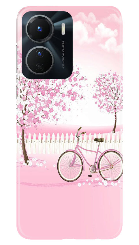 Pink Flowers Cycle Mobile Back Case for Vivo Y16 (Design - 102) Pink Flowers Cycle Case for Vivo Y16 (Design - 102)