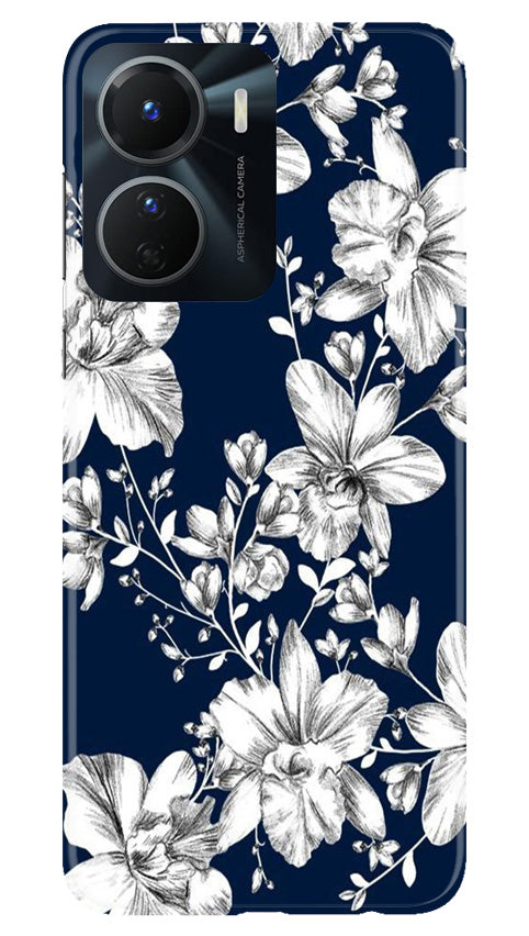 White flowers Blue Background Mobile Back Case for Vivo Y16 (Design - 14) White flowers Blue Background Case for Vivo Y16