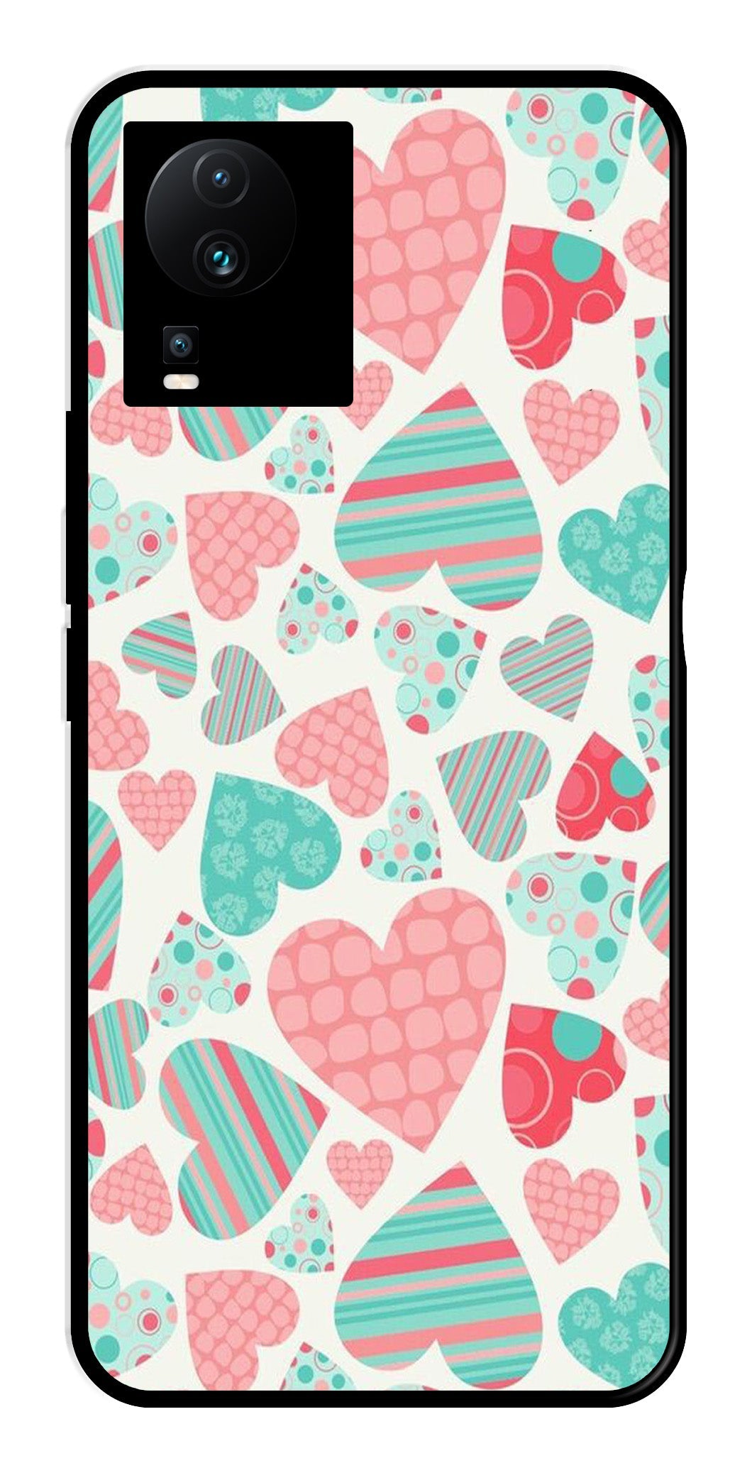 Hearts Pattern Metal Mobile Case for iQOO Neo 7 Pro Hearts Pattern Metal Mobile Case for iQOO Neo 7 Pro (Design No -22)
