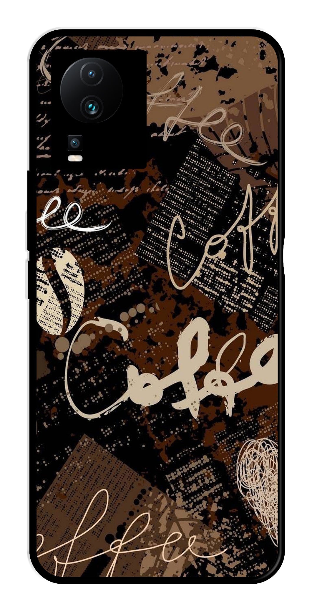 Coffee Pattern Metal Mobile Case for iQOO Neo 7 Pro Coffee Pattern Metal Mobile Case for iQOO Neo 7 Pro (Design No -37)