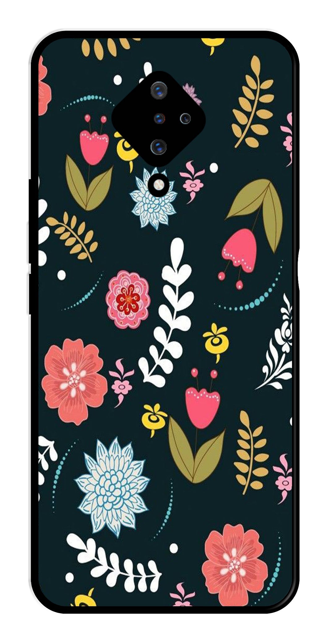 Floral Pattern2 Metal Mobile Case for Vivo S1 Pro Floral Pattern2 Metal Mobile Case for Vivo S1 Pro (Design No -12)