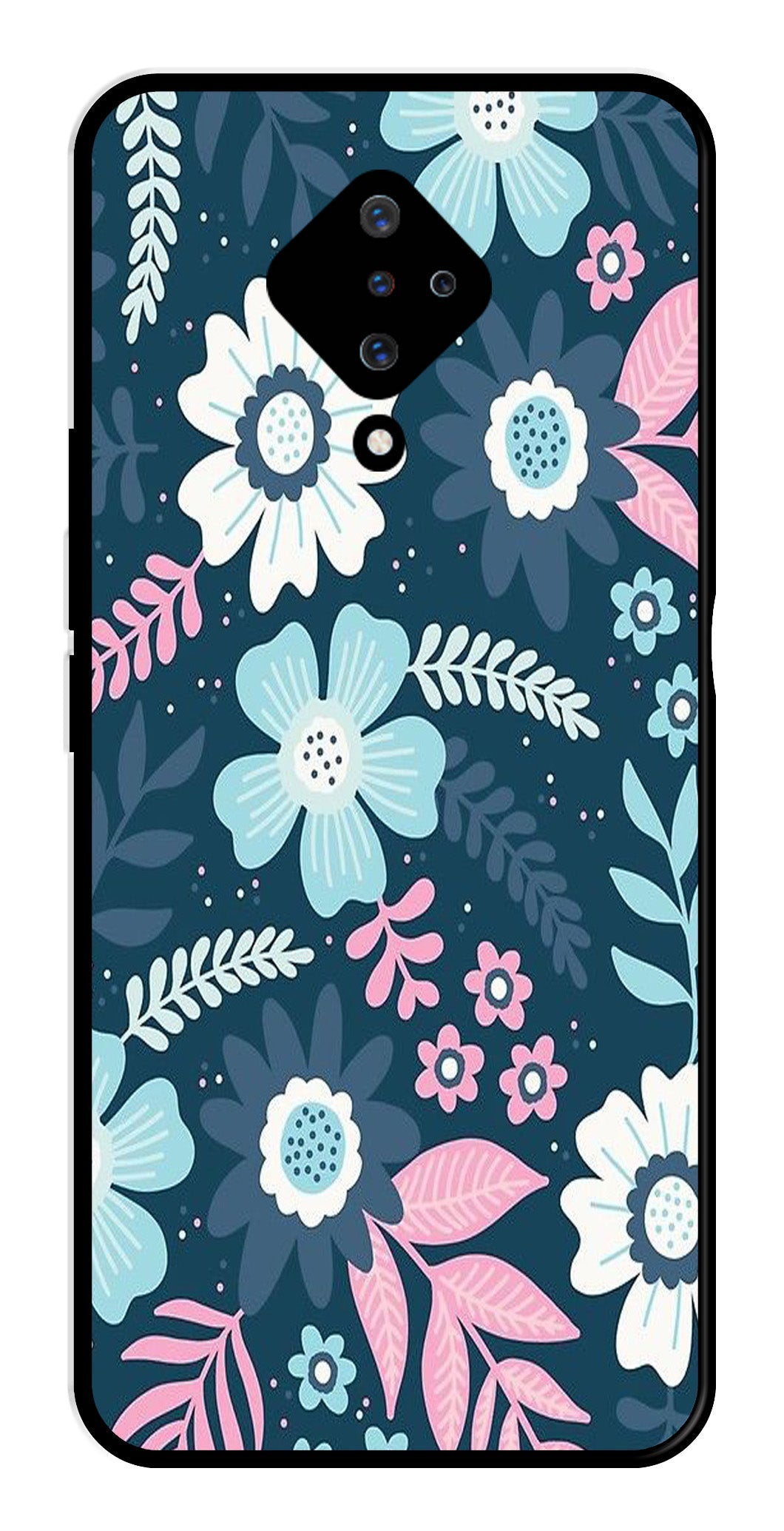 Flower Leaves Design Metal Mobile Case for Vivo S1 Pro Flower Leaves Design Metal Mobile Case for Vivo S1 Pro (Design No -50)