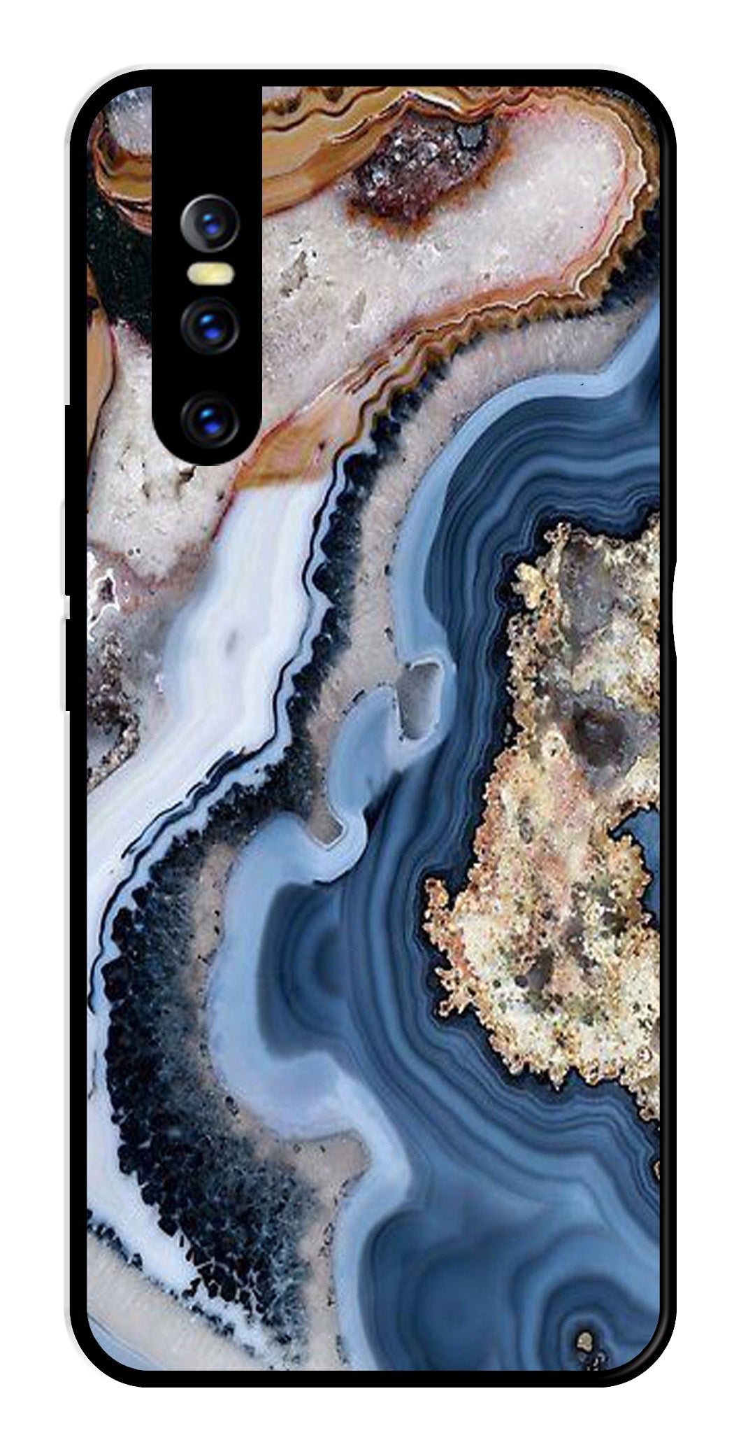 Marble Design Metal Mobile Case for Vivo T1 44W (Design No -53)
