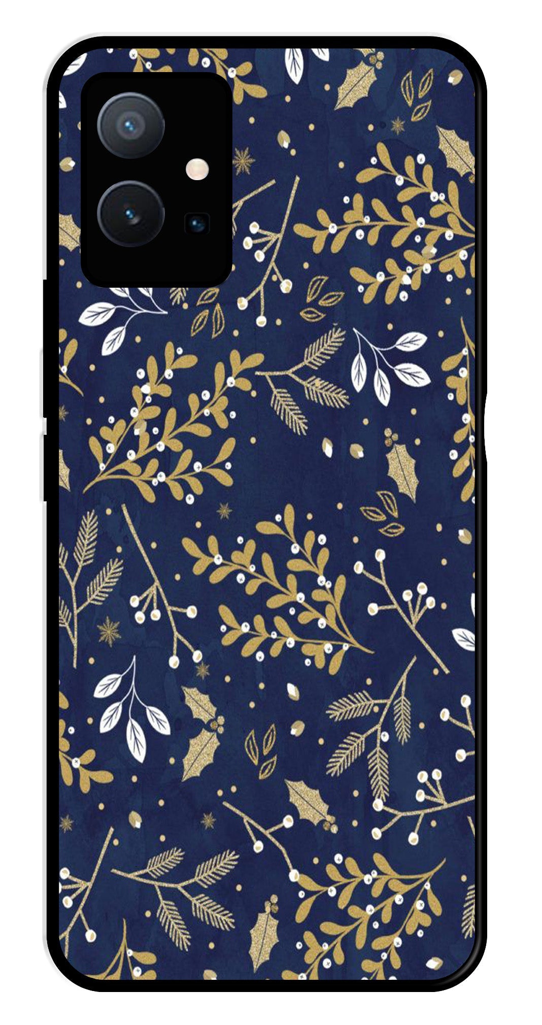 Floral Pattern Metal Mobile Case for Vivo Y75 5G (Design No -52)