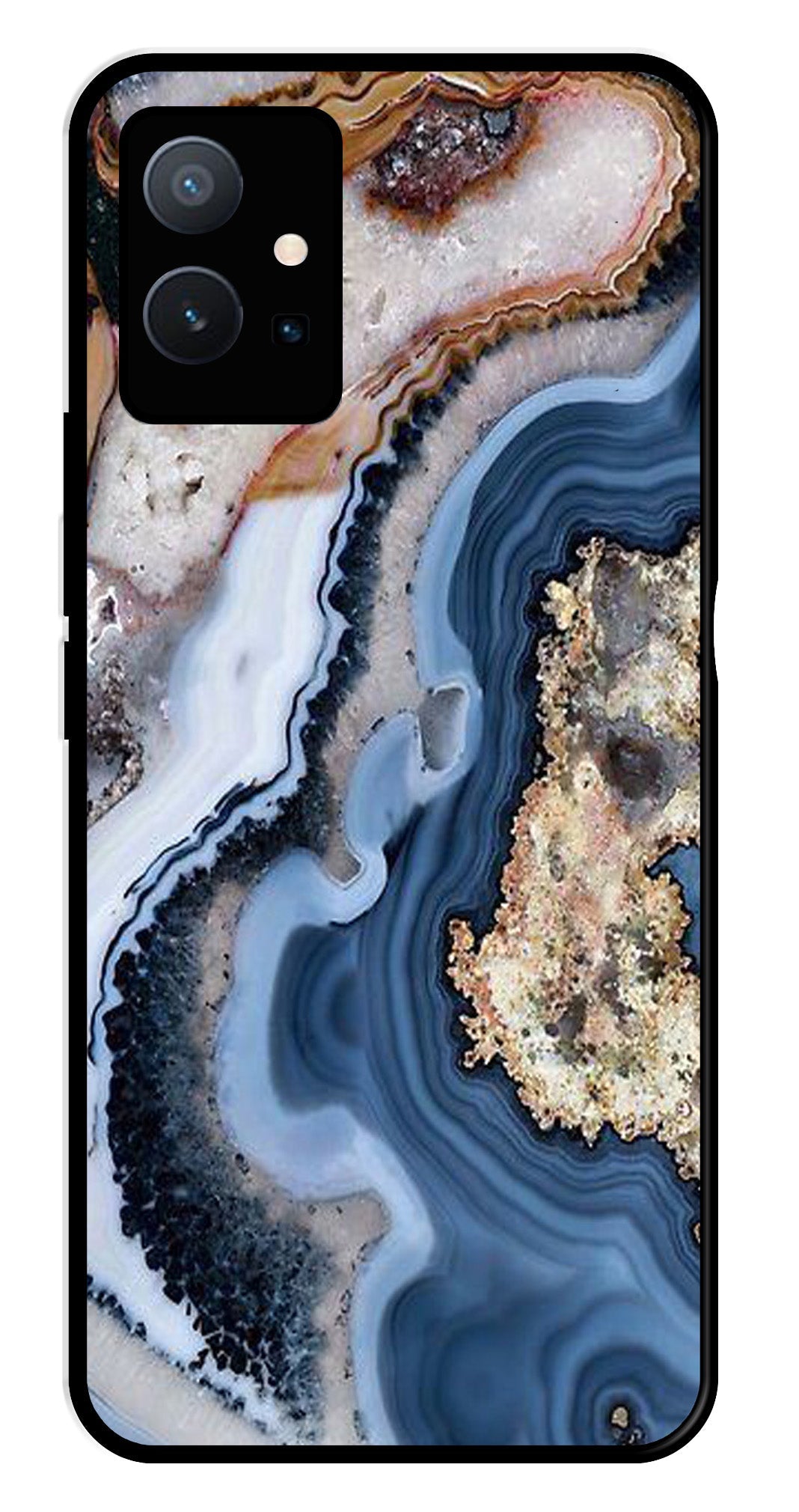 Marble Design Metal Mobile Case for Vivo Y75 5G (Design No -53)
