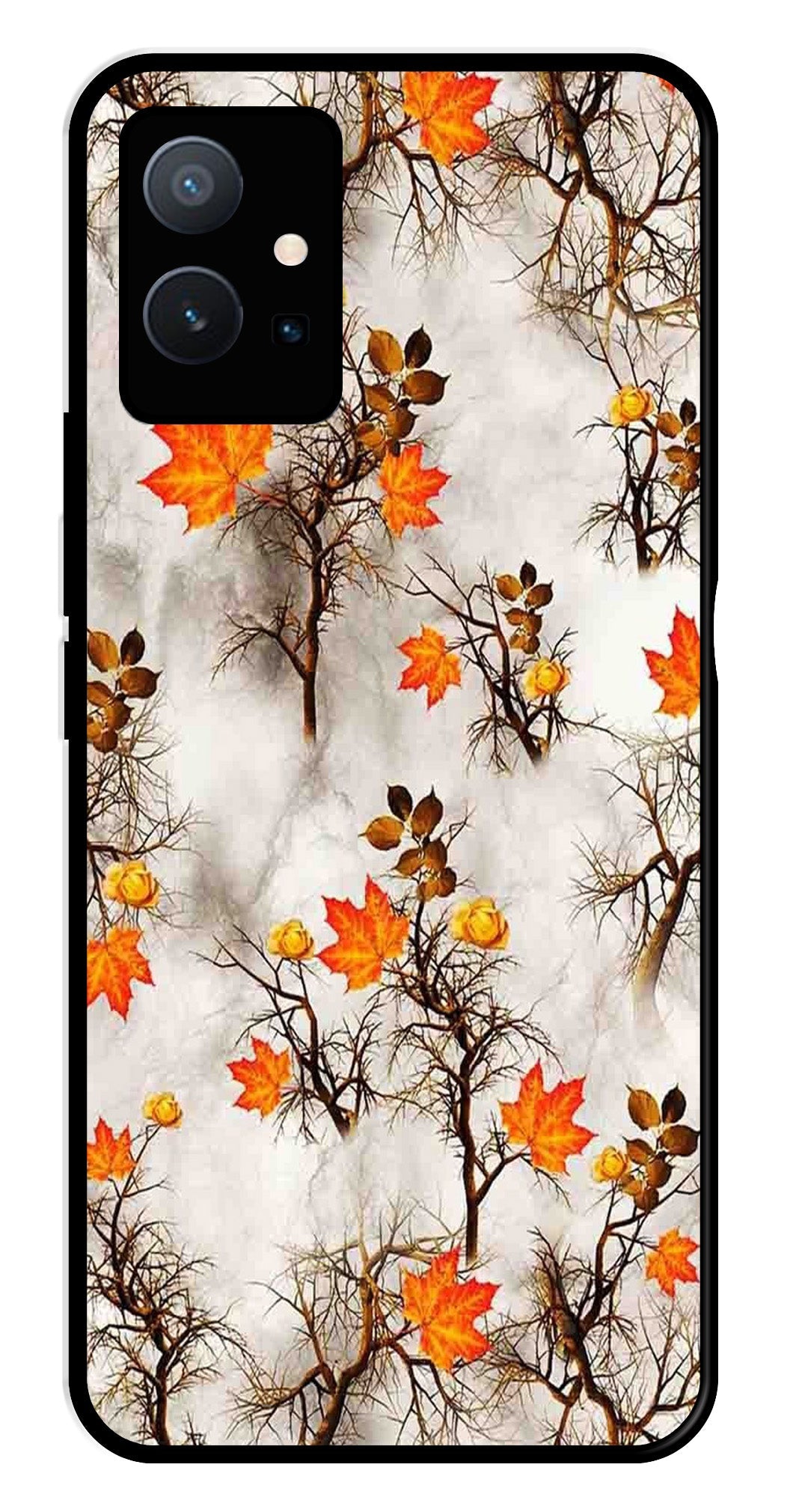 Autumn leaves Metal Mobile Case for Vivo Y75 5G (Design No -55)
