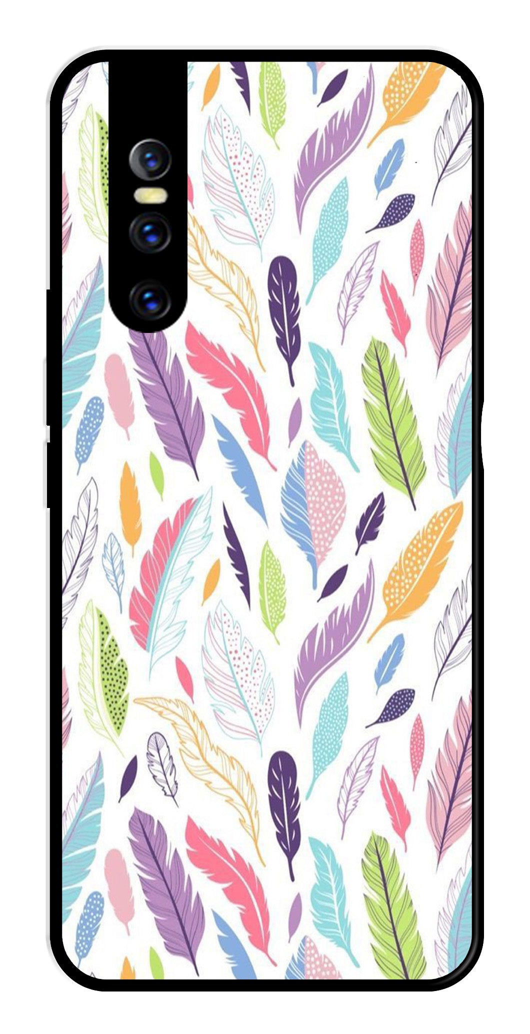 Colorful Feathers Metal Mobile Case for Vivo V15 Pro Colorful Feathers Metal Mobile Case for Vivo V15 Pro (Design No -06)